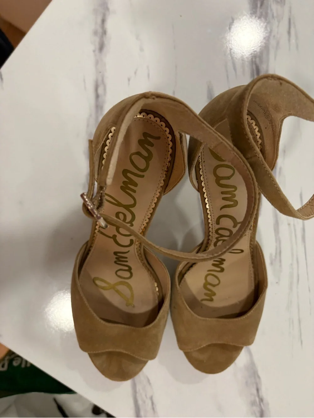 Sam Edelman Taupe Suede Platform Sandal